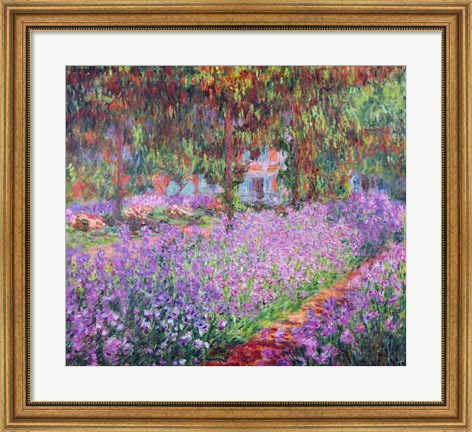 Framed Artist&#39;s Garden at Giverny, 1900 Print