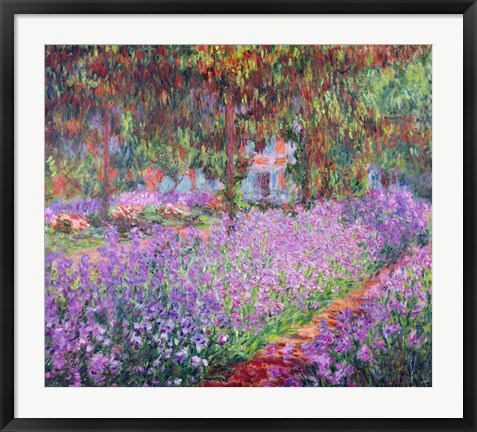 Framed Artist&#39;s Garden at Giverny, 1900 Print