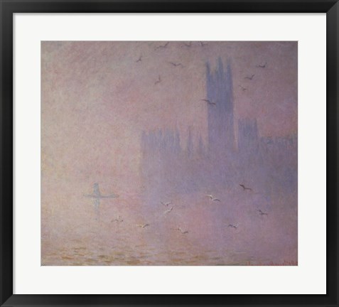 Framed Seagulls over the Houses of Parliament, 1904 Print