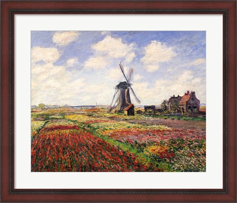 Framed Tulip Fields with the Rijnsburg Windmill, 1886 Print