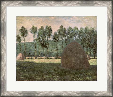 Framed Haystacks near Giverny, c.1884-89 Print