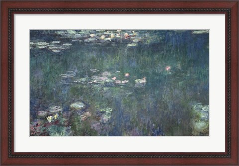 Framed Waterlilies: Green Reflections, 1914-18 Print