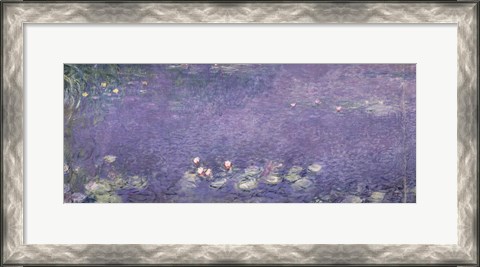 Framed Waterlilies: Morning, 1914-18 (centre left section) Print