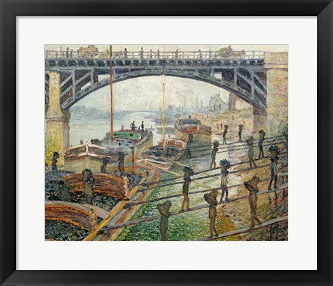 Framed Stream of Robec at Rouen, 1872 workers Print