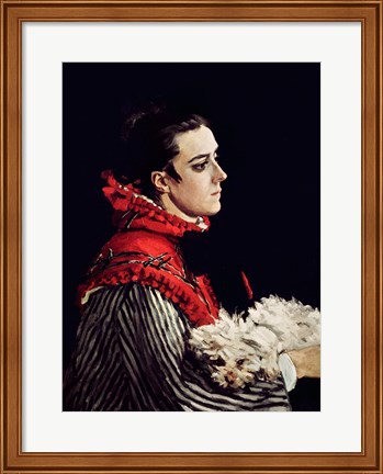 Framed Camille Monet (1847-79) in a Red Cape, 1866 Print