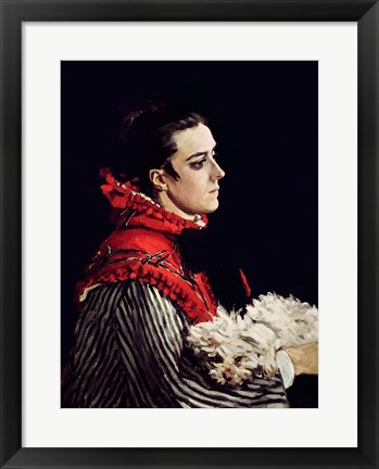 Framed Camille Monet (1847-79) in a Red Cape, 1866 Print