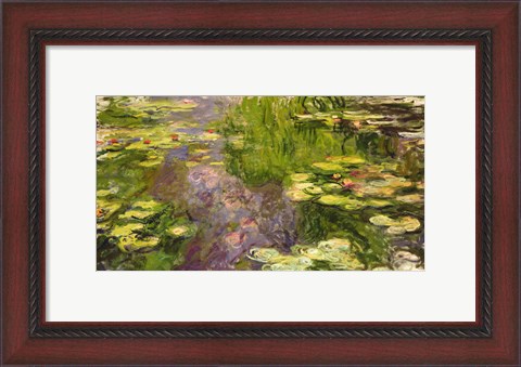 Framed Waterlilies (green horizontal) Print