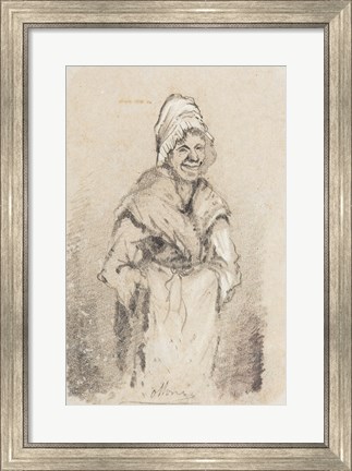 Framed Old Woman from Normandy full face Print