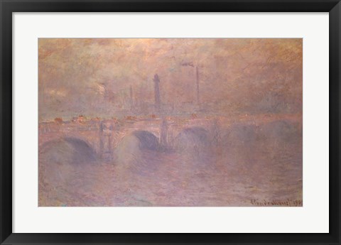 Framed Thames at London, Waterloo Bridge, 1903 Print