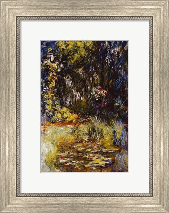Framed Corner of a Pond with Waterlilies, 1918 Print