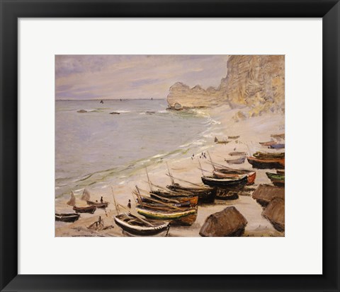 Framed Boats on the Beach at Etretat, 1883 Print