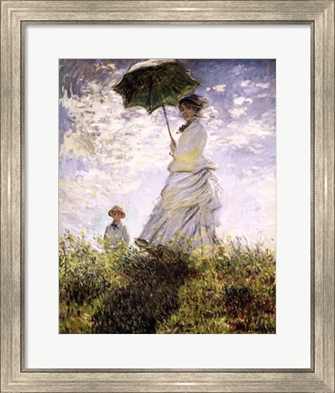 Framed Woman with a Parasol - Madame Monet and Her Son Print