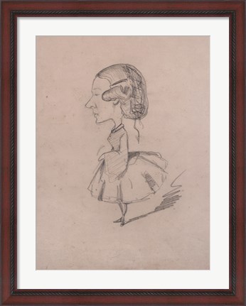 Framed Young girl in profile with a sharp nose Print