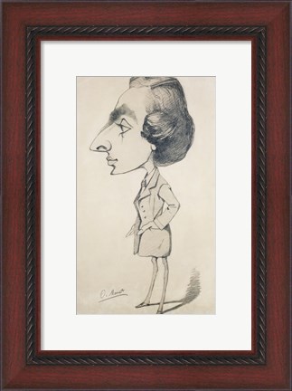 Framed Young Man in the style of a Romantic, 1857 Print
