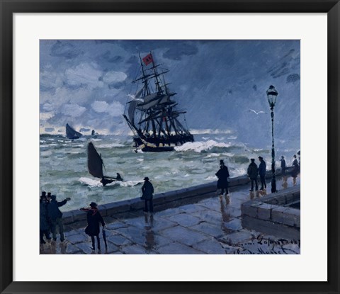 Framed Jetty at Le Havre, Bad Weather, 1870 Print
