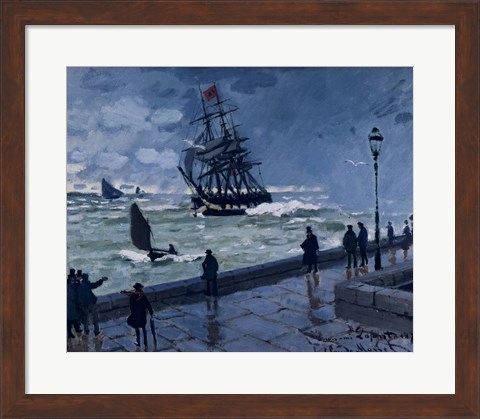 Framed Jetty at Le Havre, Bad Weather, 1870 Print