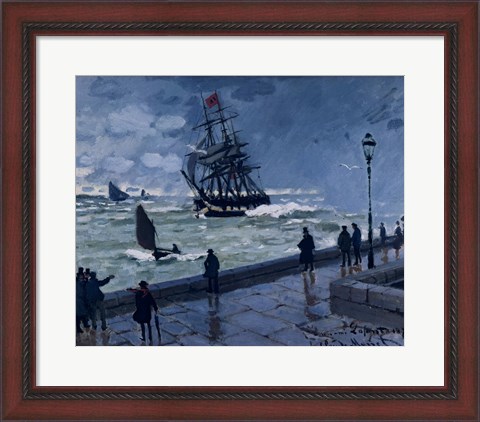 Framed Jetty at Le Havre, Bad Weather, 1870 Print