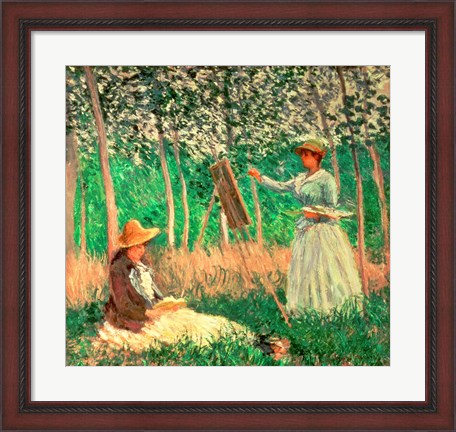 Framed In the Woods at Giverny: Blanche Hoschede at her easel with Suzanne Hoschede reading, 1887 Print