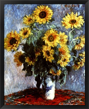 Framed Still life with Sunflowers, 1880 Print