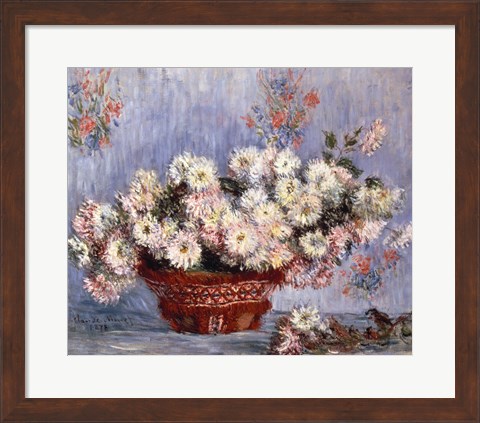 Framed Basket of Chrysanthemums, c.1878 Print