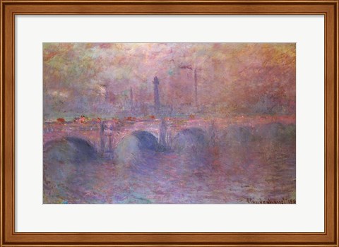 Framed Thames at Waterloo Bridge, 1903 Print