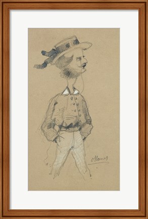 Framed Man with a Boater Hat, 1857 Print