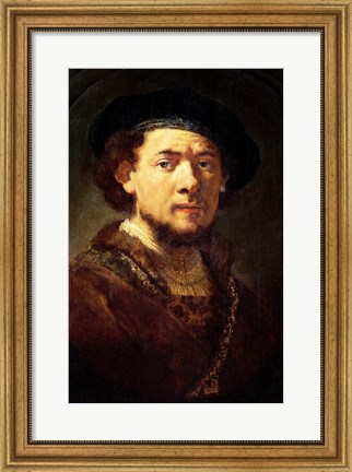 Framed Portrait of a Man with a Gold Chain or, Self Portrait with Beard Print