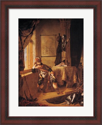Framed Warrior in Thought Print