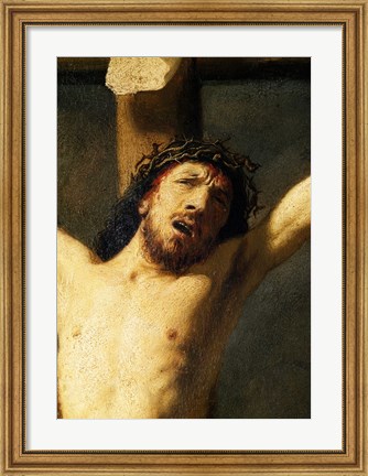 Framed Christ on the Cross, detail of the head Print