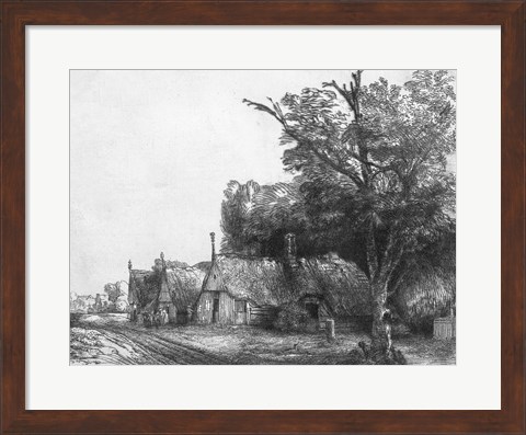 Framed Landscape with Three Cottages, 1650 Print