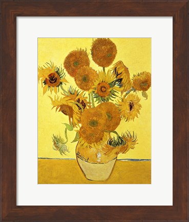 Framed Sunflowers, 1888 yellow Print
