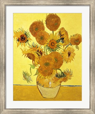 Framed Sunflowers, 1888 yellow Print