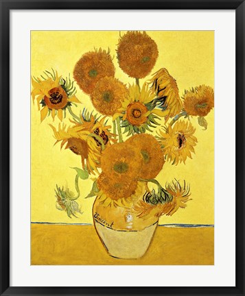 Framed Sunflowers, 1888 yellow Print