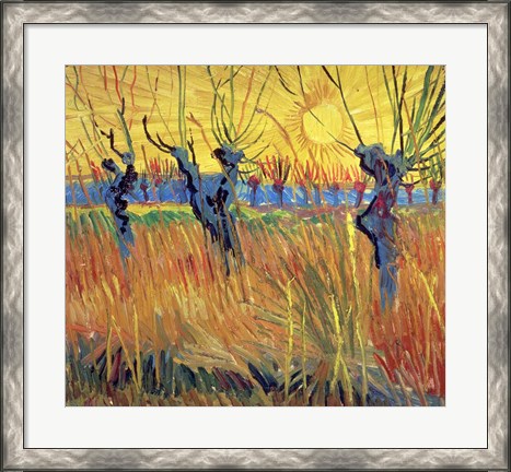 Framed Pollarded Willows and Setting Sun, 1888 Print