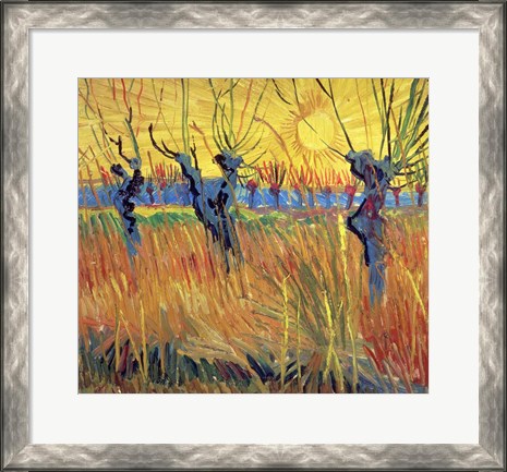 Framed Pollarded Willows and Setting Sun, 1888 Print