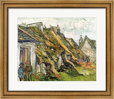 Framed Thatched Cottages in Chaponval Print