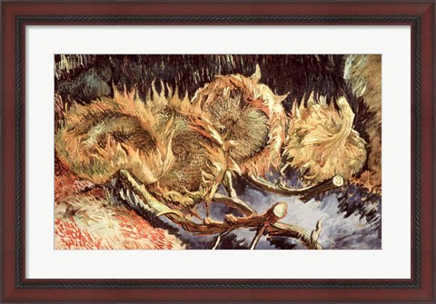 Framed Four Withered Sunflowers, 1887 Print