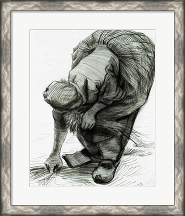 Framed Peasant Woman Gleaning, 1885 Print