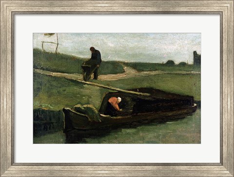Framed Peat Boat, 1883 Print