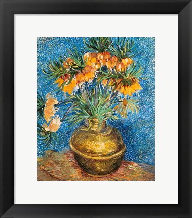 Framed Crown Imperial Fritillaries in a Copper Vase, 1886 Print