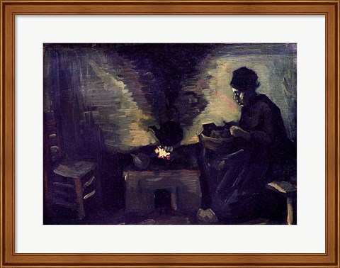 Framed Peasant Woman by the Hearth, c.1885 Print