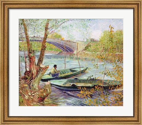 Framed Fishing in the Spring. Pont de Clichy, 1887 Print