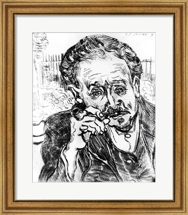 Framed Man with the Pipe, Portrait of Doctor Paul Gachet Print