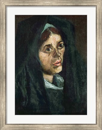 Framed Peasant with moss green shawl, c.1885 Print