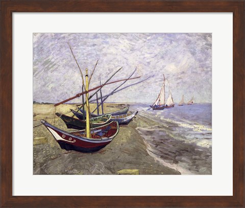 Framed Fishing Boats on the Beach at Saintes-Maries-de-la-Mer Print