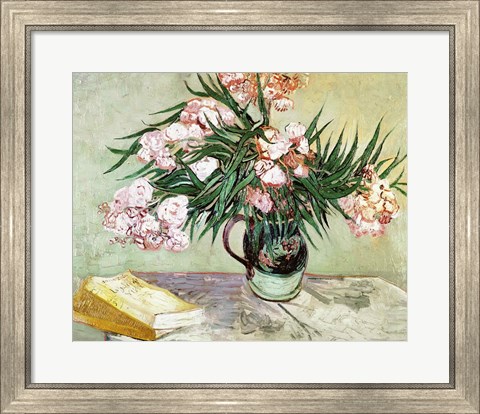 Framed Oleanders and Books, 1888 Print