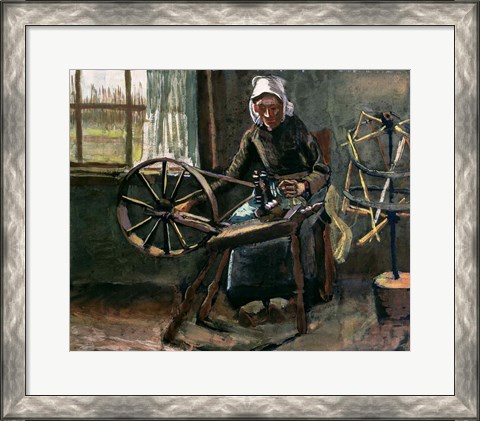 Framed Peasant Woman Winding Bobbins Print