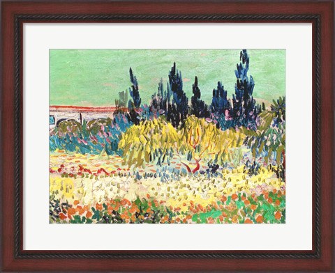Framed Garden at Arles, detail of the cypress trees Print