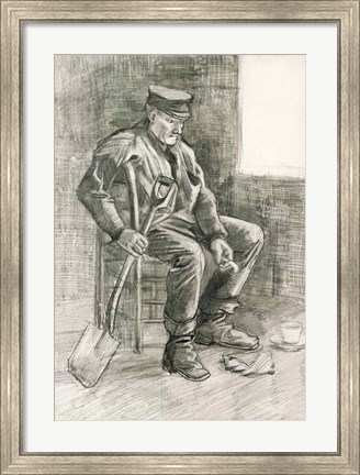 Framed Man with a Spade Resting, 1882 Print