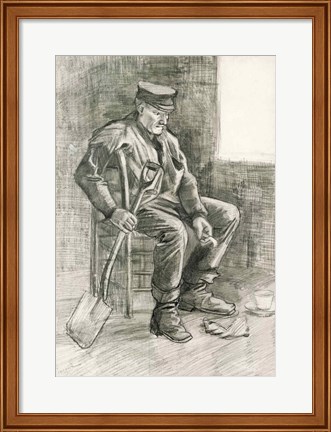 Framed Man with a Spade Resting, 1882 Print